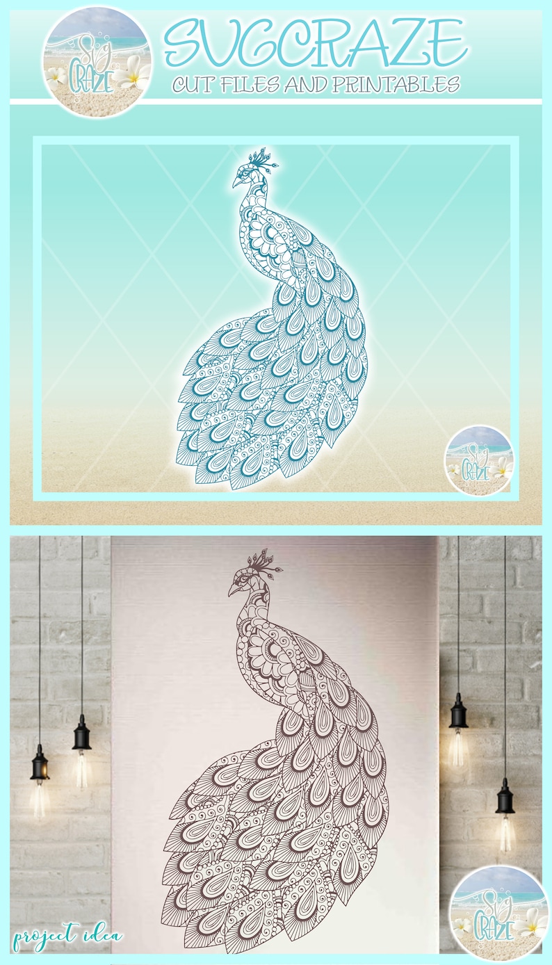 Download Peacock Mandala Zentangle Svg Dxf Eps Png Pdf Files For ...