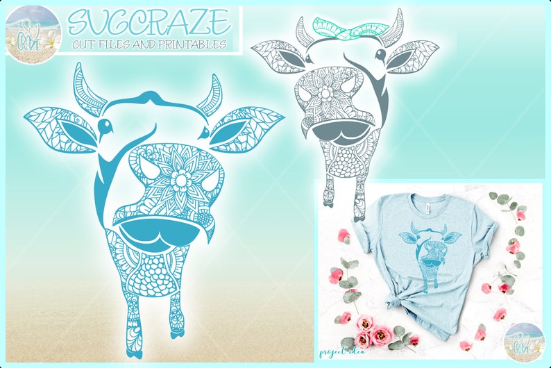 Download Cow with Bow Mandala Zentangle SVG Files for Cricut ...