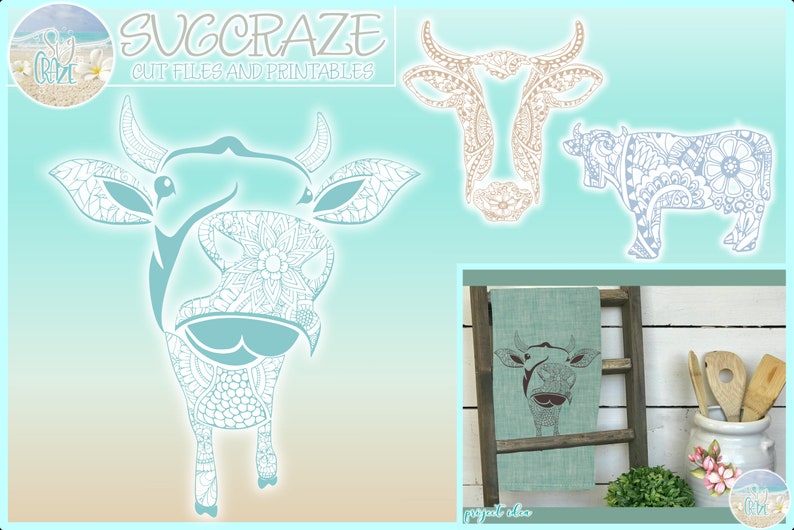 Download Cow Mandala Zentangle Mini Bundle SVG Files for Cricut | Etsy