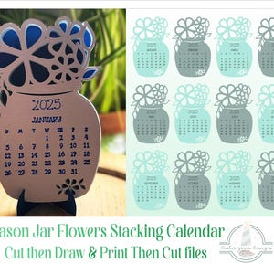 Kalender desktop SVG 2025, kalender knippen en tekenen 2025, kalender afdrukken en vervolgens knippen 2025, SVG-bestanden voor Cricut Joy, Cricut Maker, Cricut