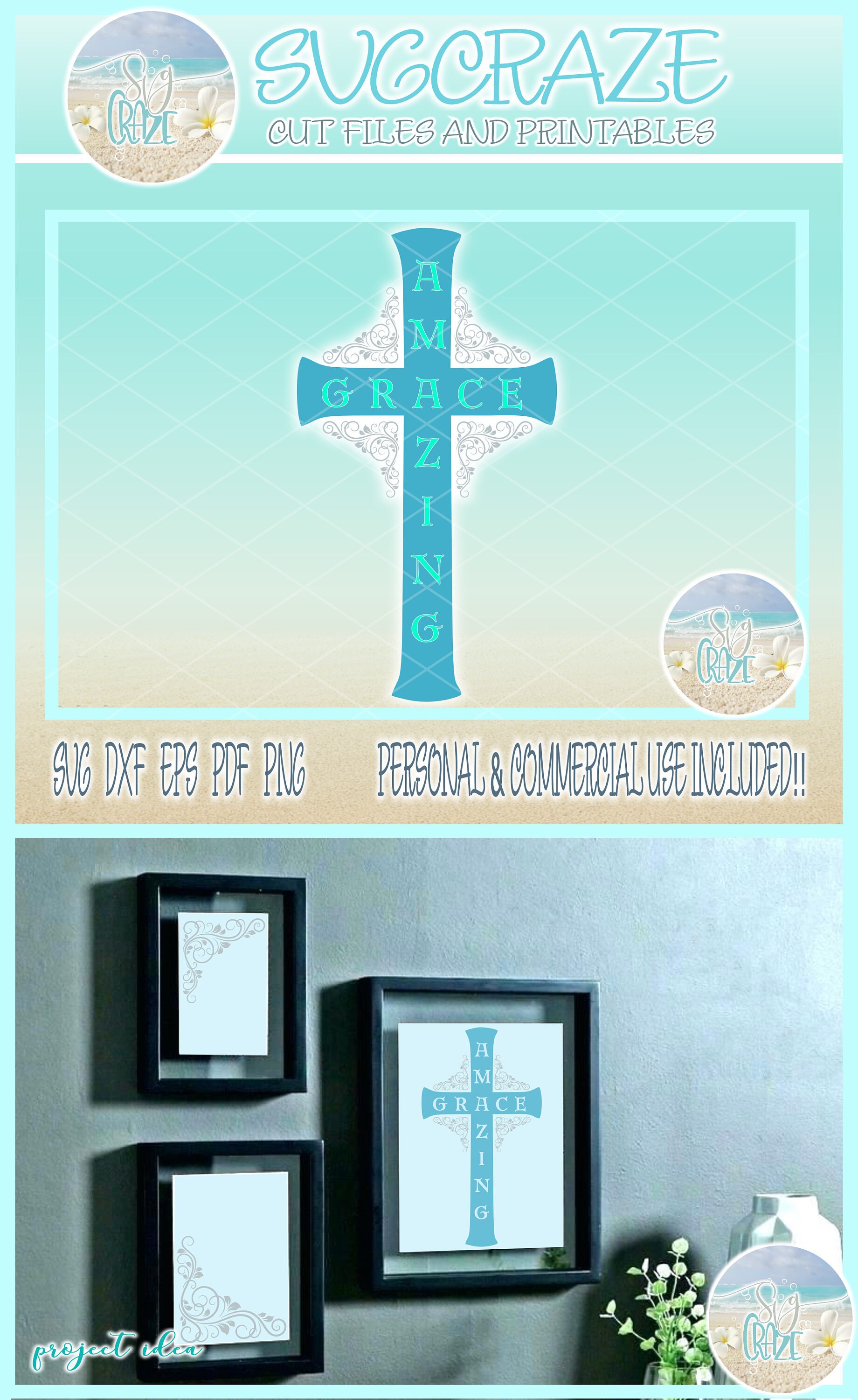 Download Amazing Grace Cross Svg Files For Cricut Silhouette Dxf Eps Etsy