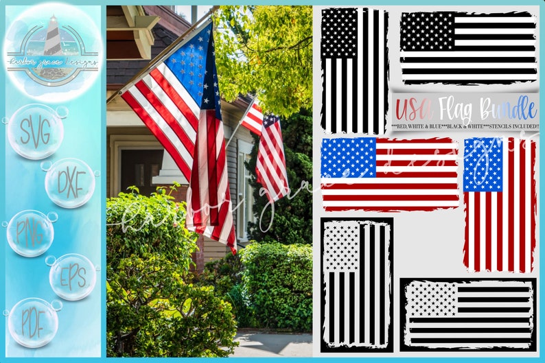 Tattered USA Flag with Stencils SVG Files for Cricut | Etsy