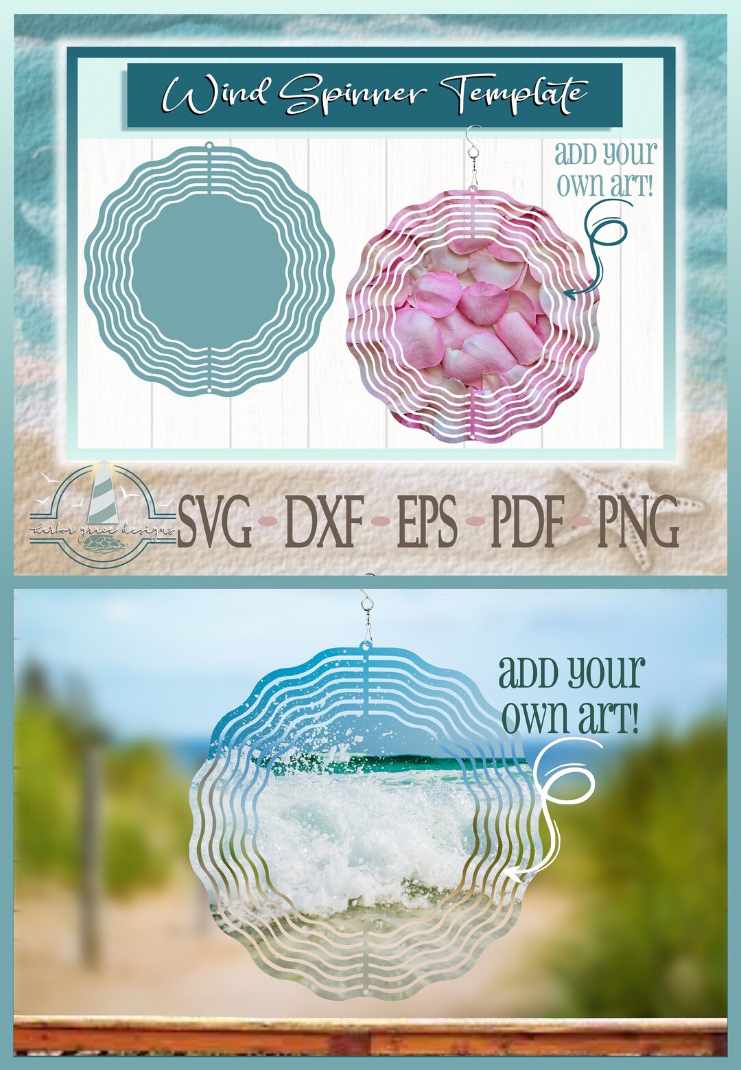 Wind Spinner Round Design SVG Template Windspinner Svg Hanging Wind