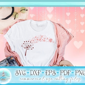 Saint Valentin coeur pissenlit souhait des fichiers SVG pour Cricut Silhouette - Dxf Eps Pdf Png inclus