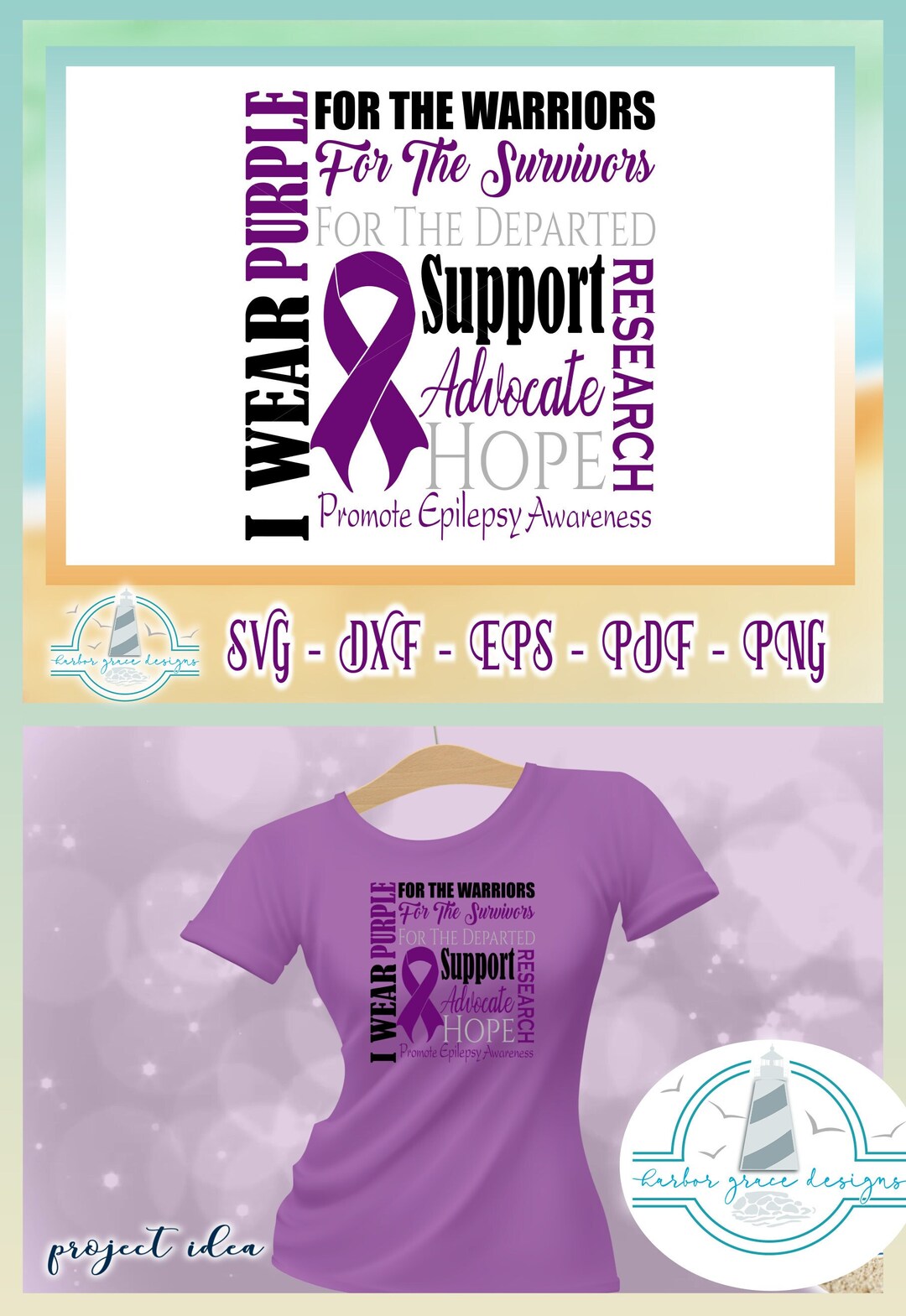 I WEAR PURPLE Epilepsy Awareness Support SVG Files for Cricut ...