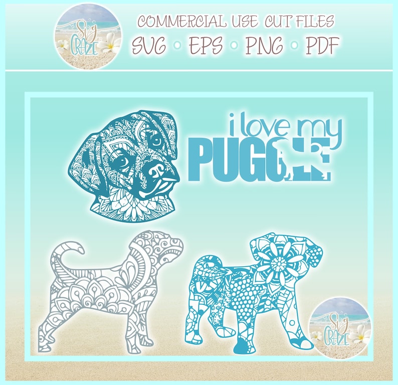 Download Puggle Mandala Zentangle Bundle SVG Eps Png PDF files for | Etsy