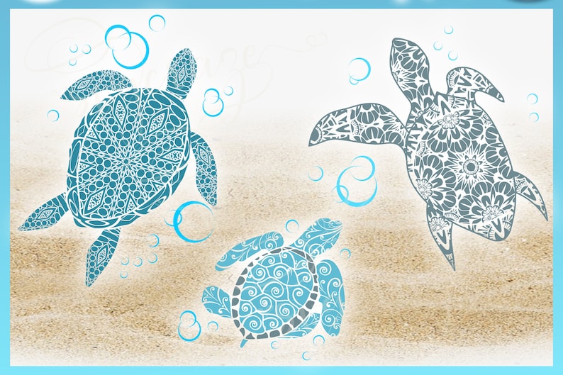 Download Turtle Family Mandala Zentangle SVG Files for Cricut | Etsy