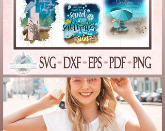 Beach Quotes Sublimation Tshirt Design Bundle - Summer Sublimation Clipart PNG images - 300 dpi png for sublimation printing