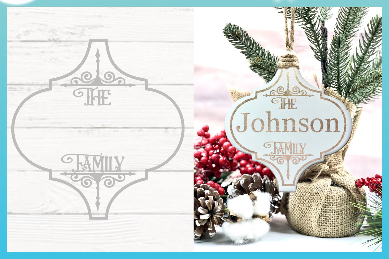 Arabesque Tile Design Family Name Christmas Ornament SVG Files | Etsy