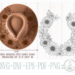 READY TO PRINT - Fits 15"x13.5" hats - Flowers Hat Burning Design - For Pyrography - Printable Pdf & Word Doc