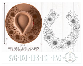 READY TO PRINT - Fits 15"x13.5" hats - Flowers Hat Burning Design - For Pyrography - Printable Pdf & Word Doc