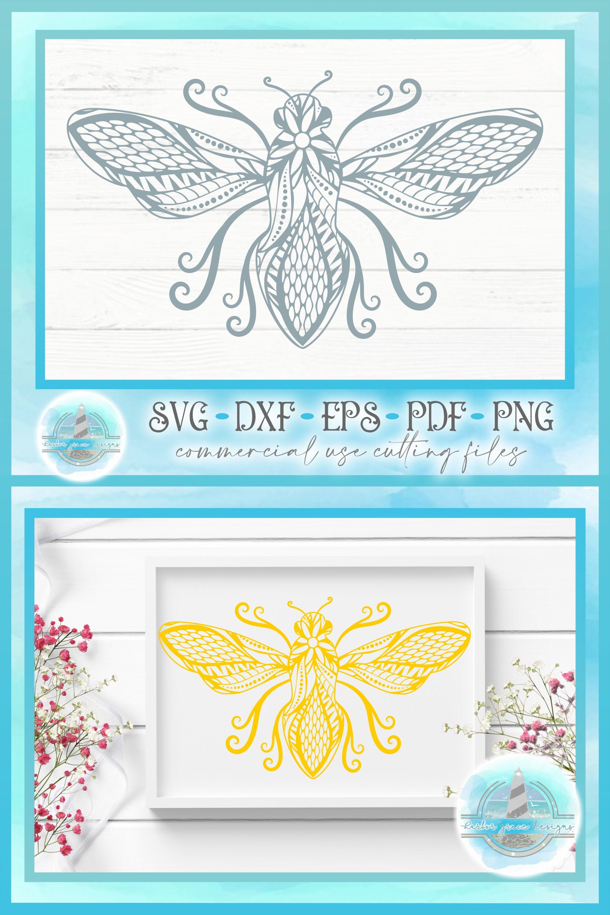 Download Bumble Bee Mandala Zentangle Svg Files For Cricut Silhouette Etsy