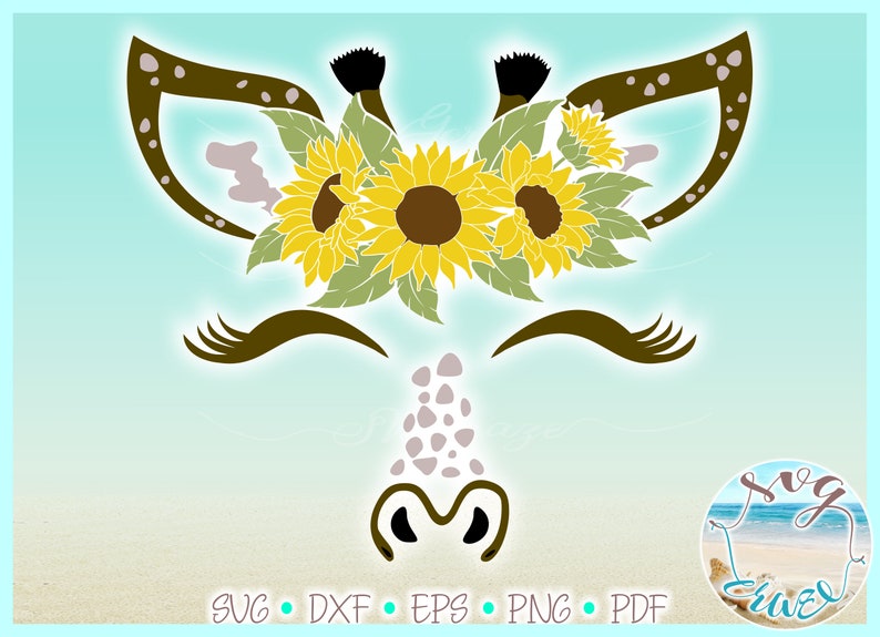 Download Giraffe Face with Sunflowers SVG Files for Cricut ...