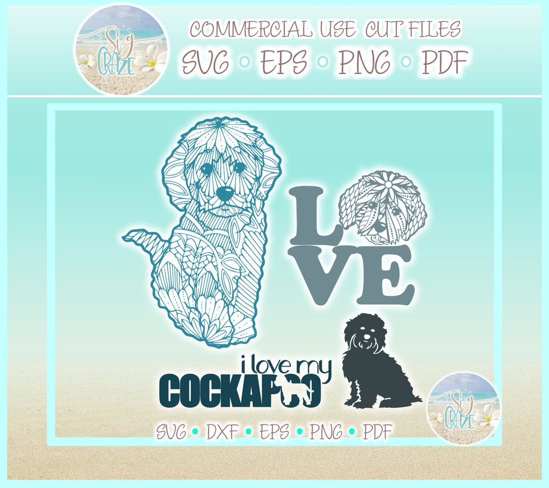 Cockapoo Mandala Zentangle SVG Files for Cricut Silhouette - Dxf Eps ...