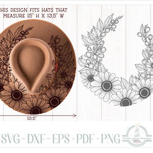 Gänseblümchen Hut Brennendes Design - Für Pyrographie - SVG Dateien für Cricut Silhouette - Dxf Eps Pdf Png enthalten