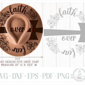 Glaube über Angst Blumen Zitat Hut Brennen Design - Für Pyrographie - SVG Dxf Eps Pdf Png und Word-Dateien