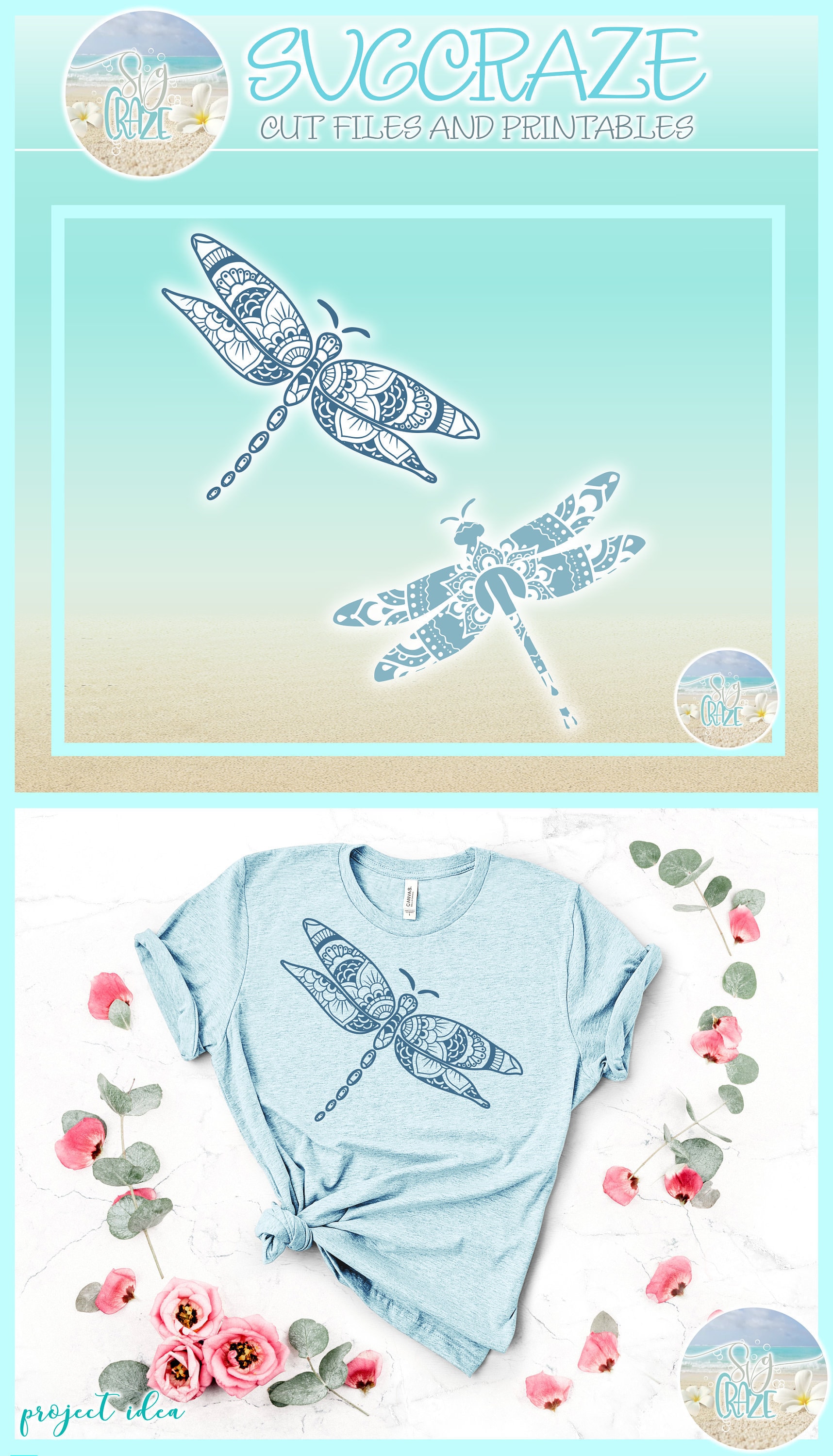 Download Dragonfly Mandala Zentangle Svg Files For Cricut Silhouette Etsy