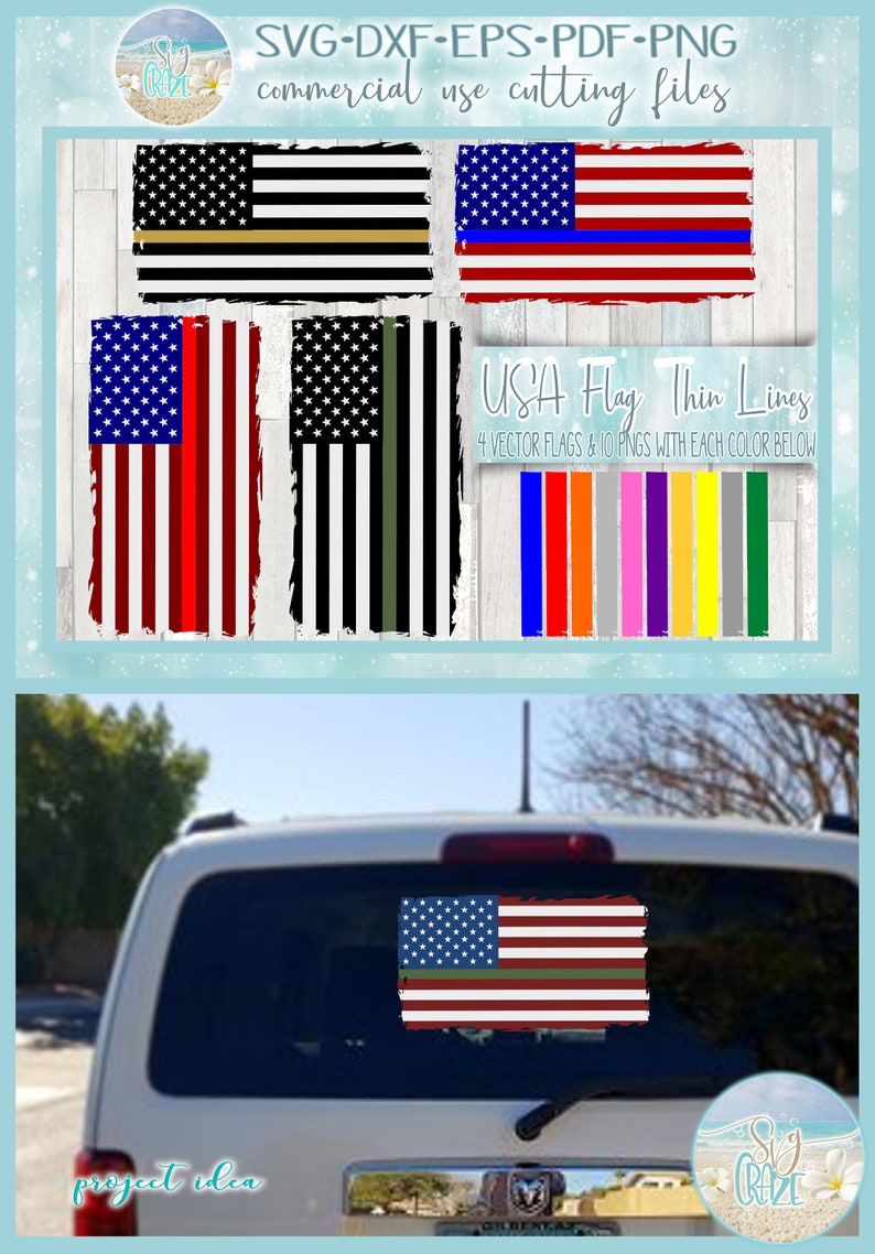 USA Flag Thin Lines American Flag SVG Dxf Eps Pdf PNG Files | Etsy