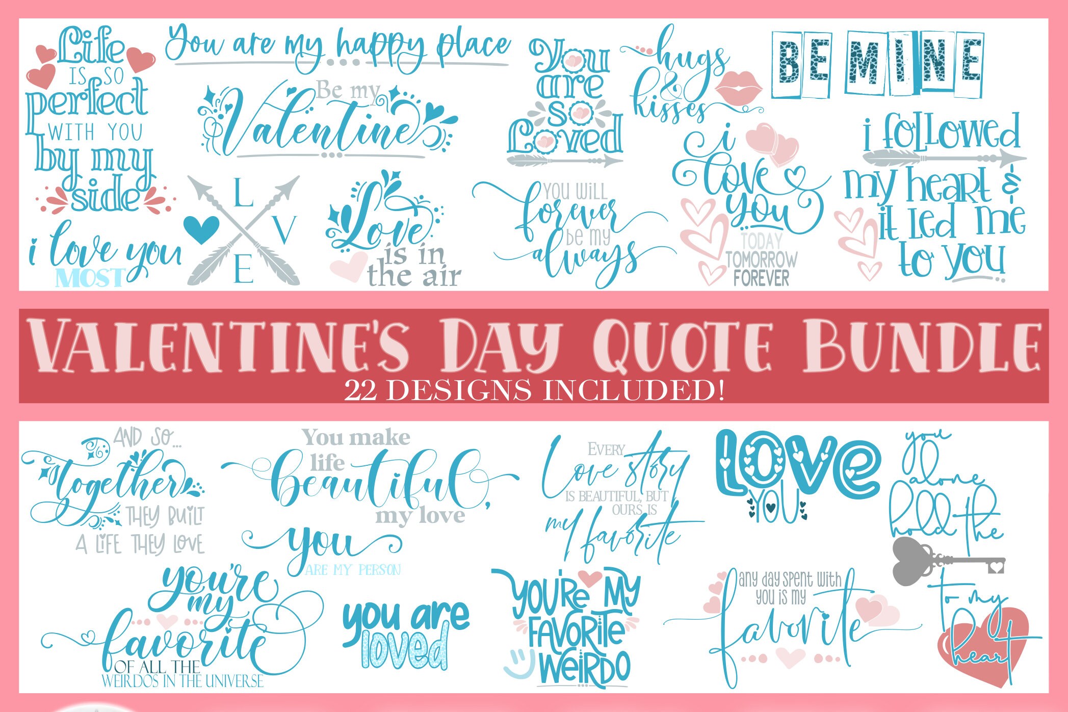 Valentines Day SVG Bundle - Romantic Quotes - SVG Files for Cricut ...