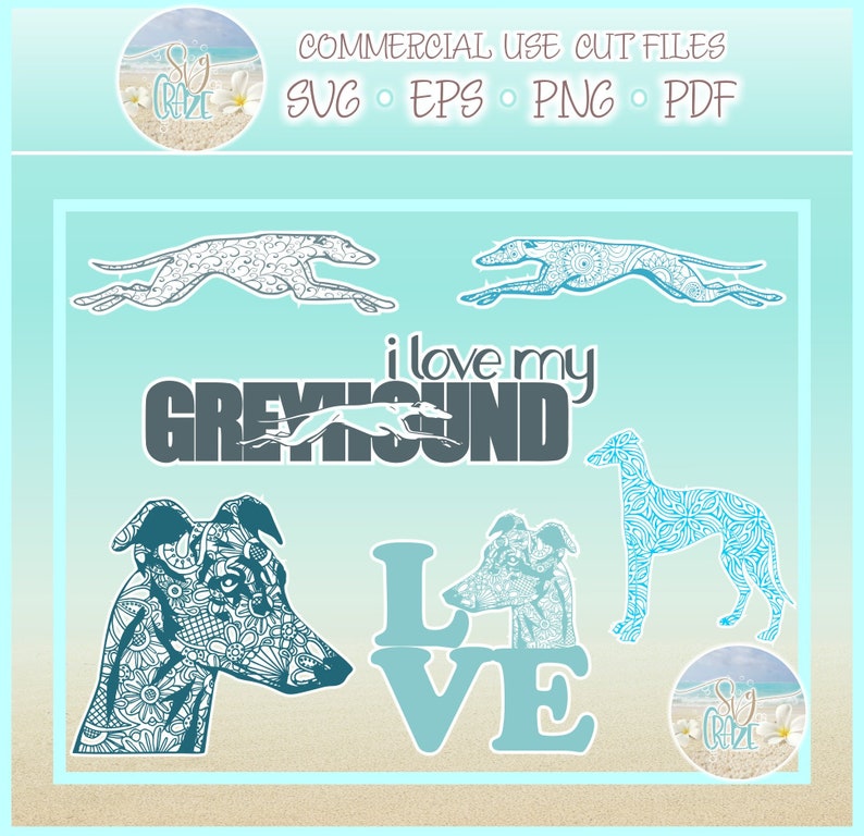 Download Greyhound Mandala Zentangle Bundle SVG Files for Cricut | Etsy