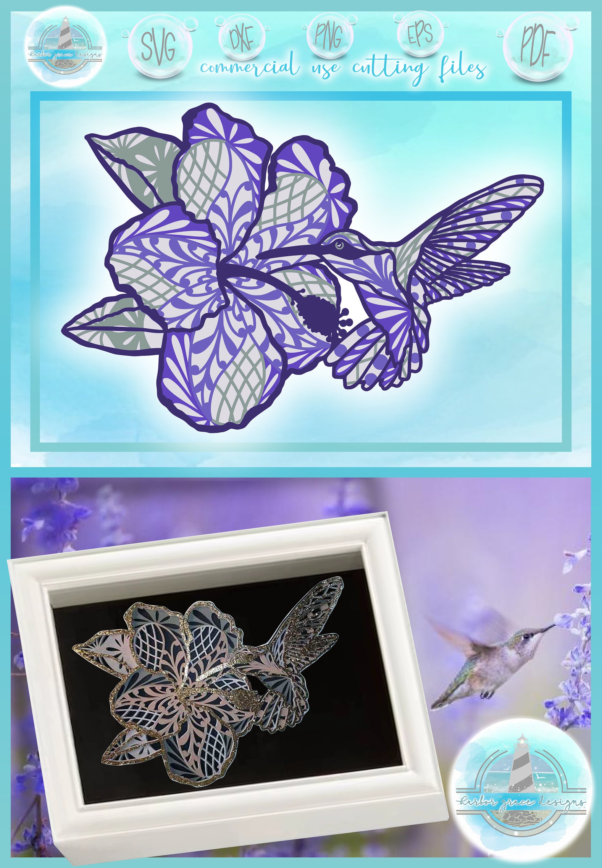 Download 3d Layered Design Hummingbird Mandala Svg File Multi Etsy