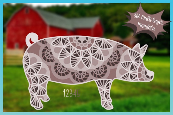 Download 3d Layered Design Pig Mandala Svg File Multi Layered Etsy