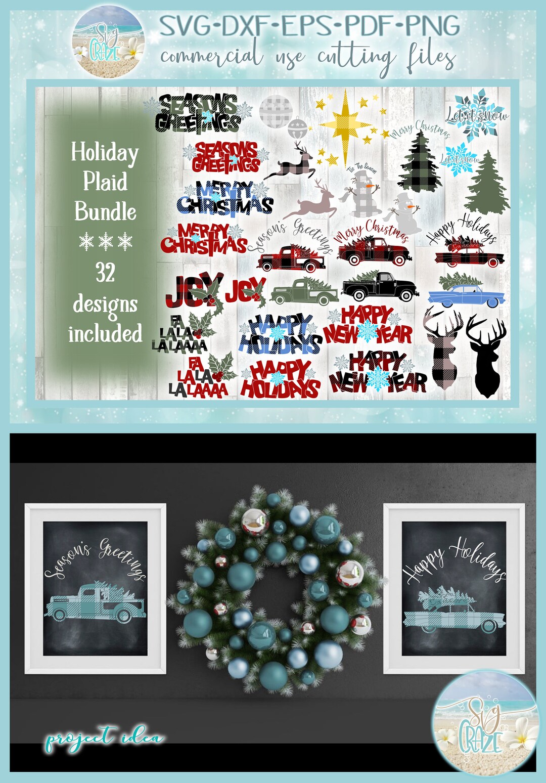 Christmas Buffalo Plaid Bundle SVG Files for Cricut Silhouette - Dxf ...