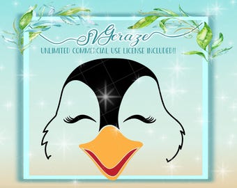 Penguin with Eyelashes Penguin SVG Files for Cricut Silhouette - Dxf Eps Pdf Png Included