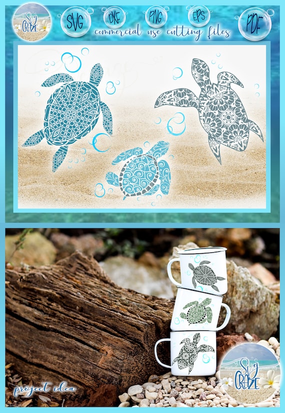 Download Turtle Family Mandala Zentangle Svg Files For Cricut Etsy