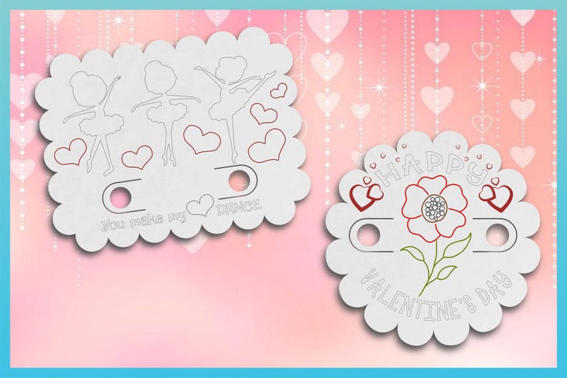 Girls Valentines Day Printable Coloring Cards with Crayon Slots - High Resolution 300 dpi PNG Coloring Cards image 3