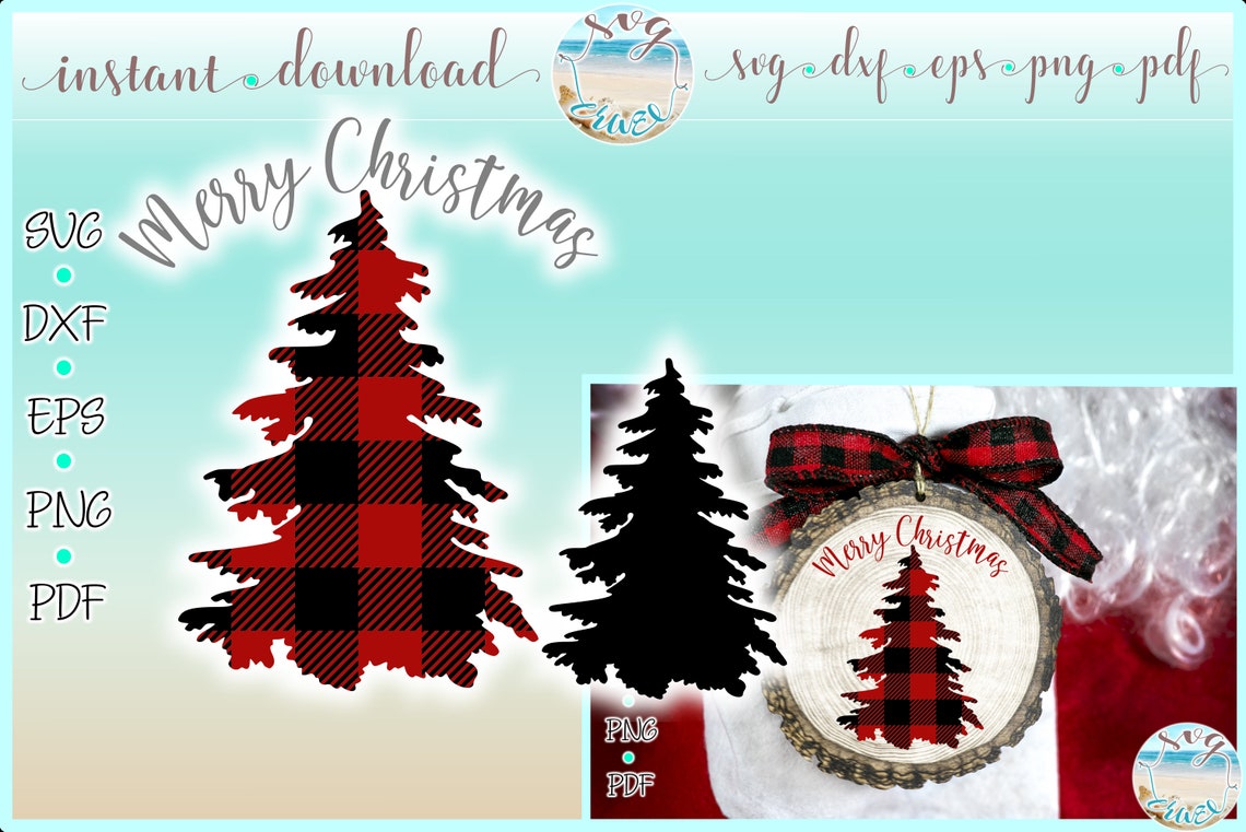Merry Christmas Tree Buffalo Plaid SVG Files for Cricut Silhouette ...