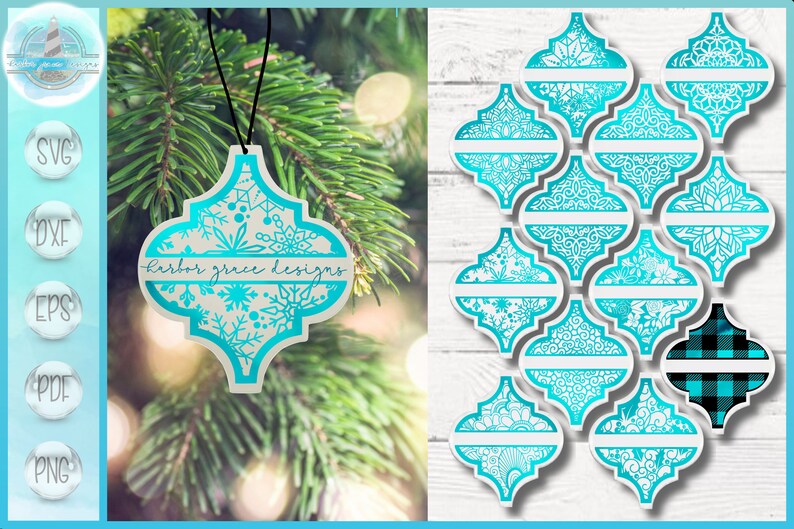 Download Arabesque Tile Christmas Ornament Split Frame Mandala ...