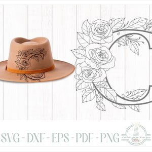 Letter C Rose Alphabet Series Hat Burning Design - For Pyrography