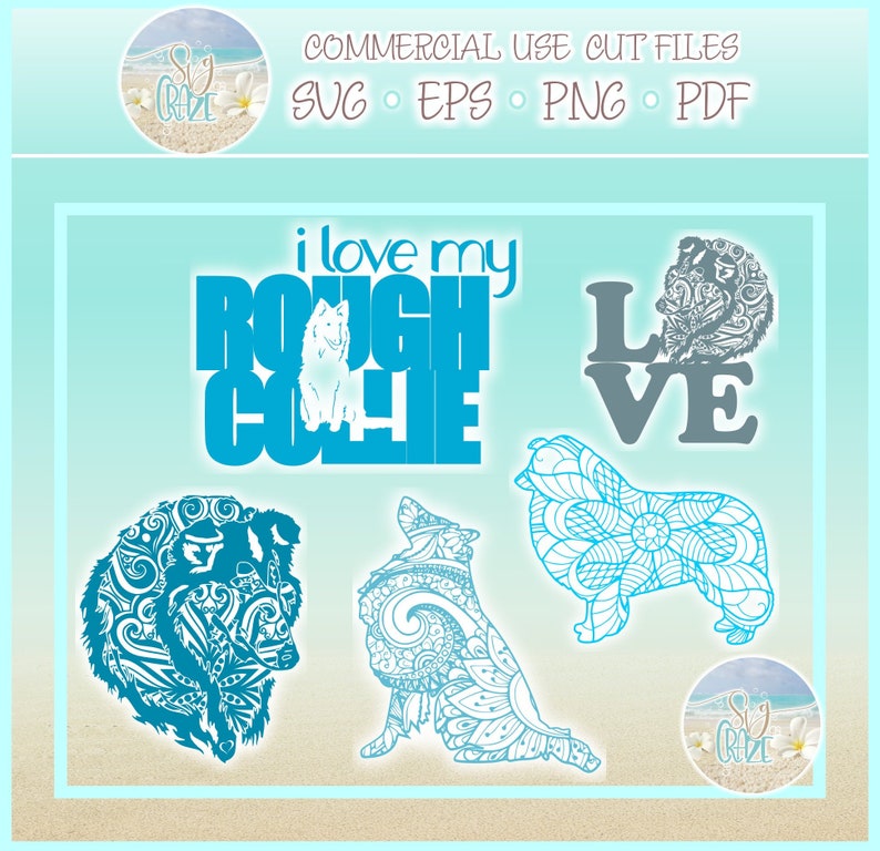 Download Rough Collie Mandala Zentangle Bundle SVG Files for Cricut ...