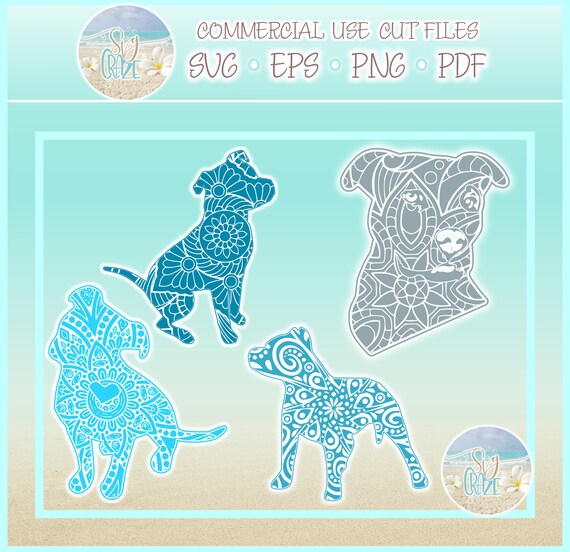 Download Pit Bull Dog Breed Mandala Zentangle Bundle SVG Files for ...
