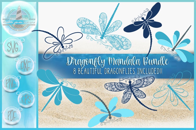 Download Dragonfly Mandala Zentangle Bundle SVG Files for Cricut | Etsy