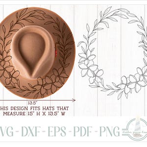READY TO PRINT - Fits 15&quot;x13.5&quot; hats - Plumeria Hawaiian Flowers Hat Burning Design - For Pyrography - Printable Pdf & Word Doc