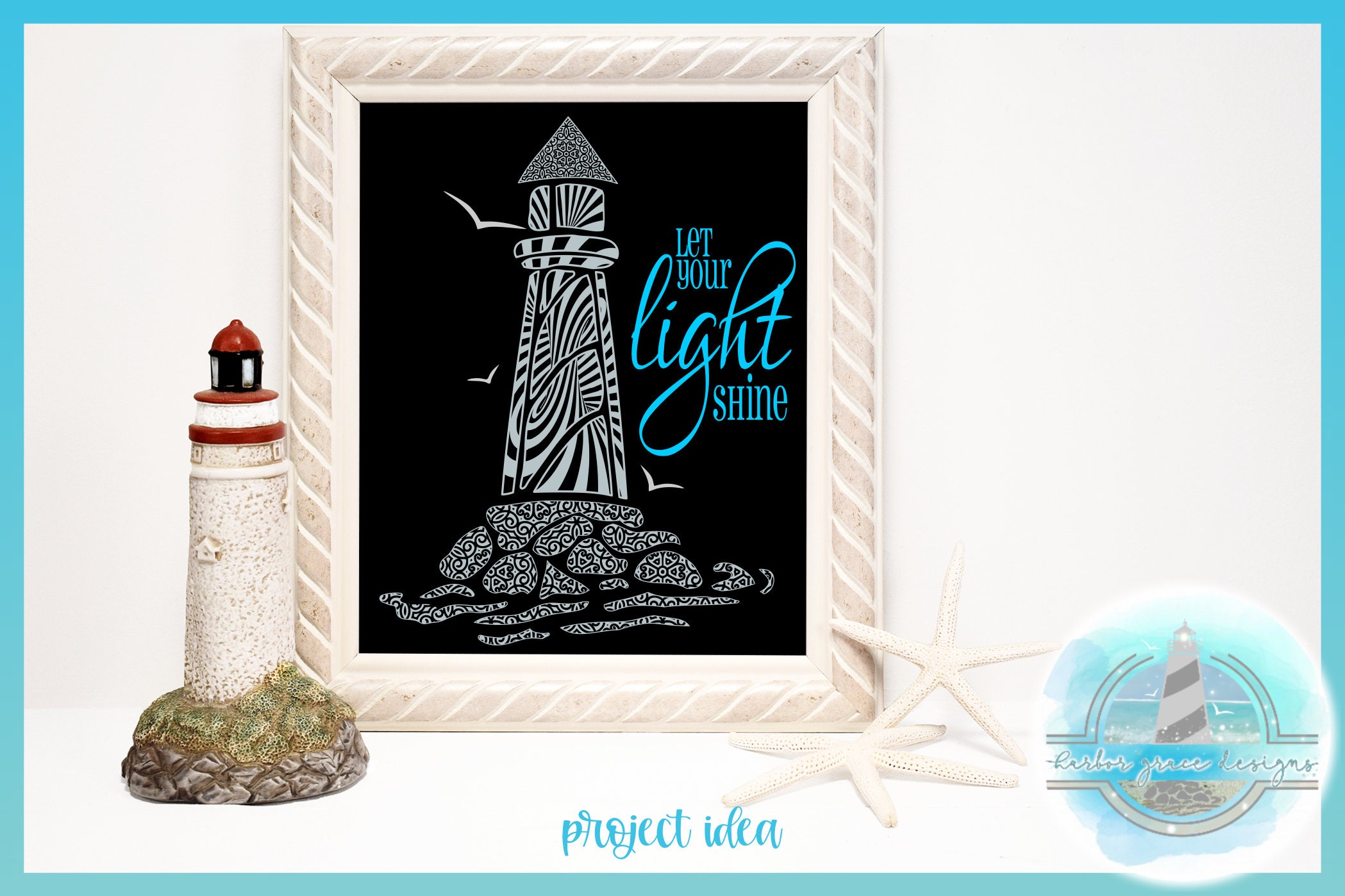 Lighthouse Mandala Zentangle Let Your Light Shine Quote SVG Files for ...
