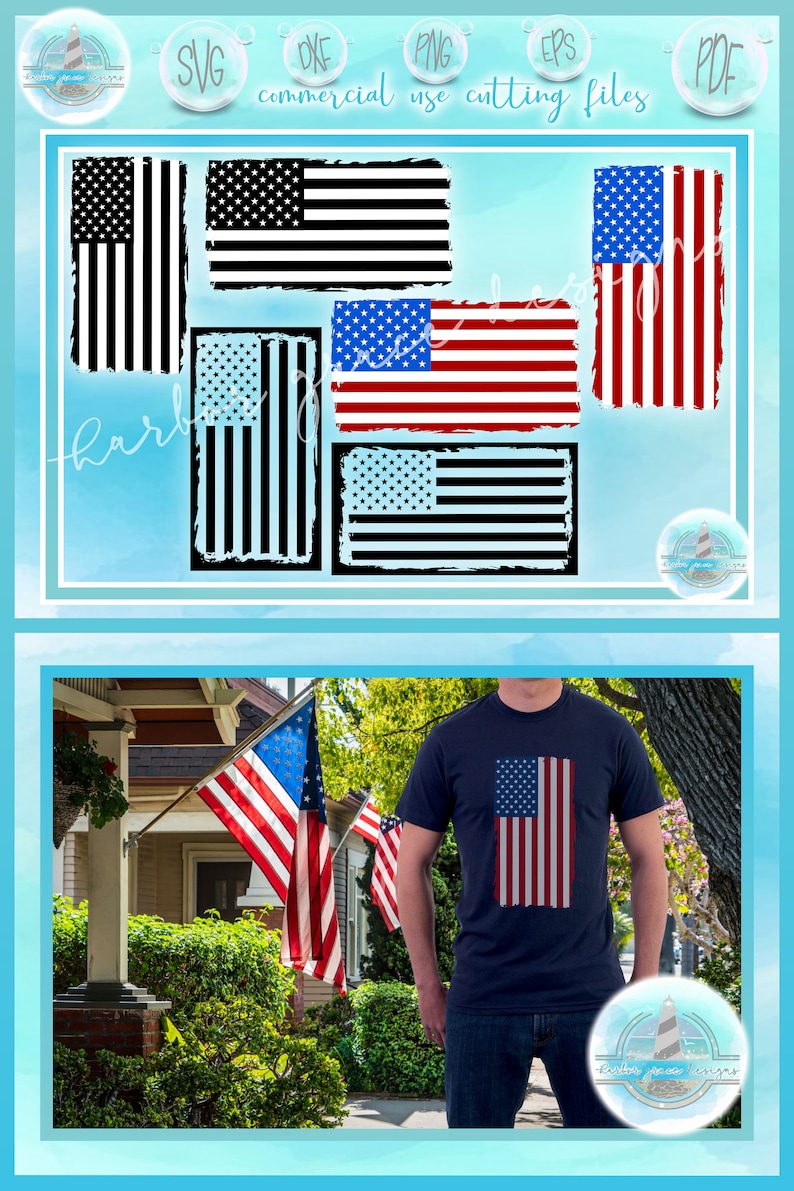 Tattered USA Flag with Stencils SVG Files for Cricut | Etsy