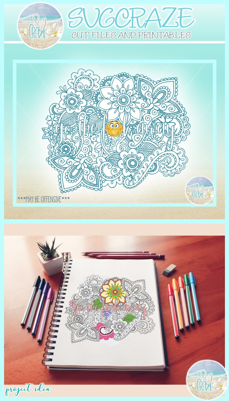 Download OFFENSIVE Cuss Swear Word Mandala Zentangle SVG Dxf Eps ...