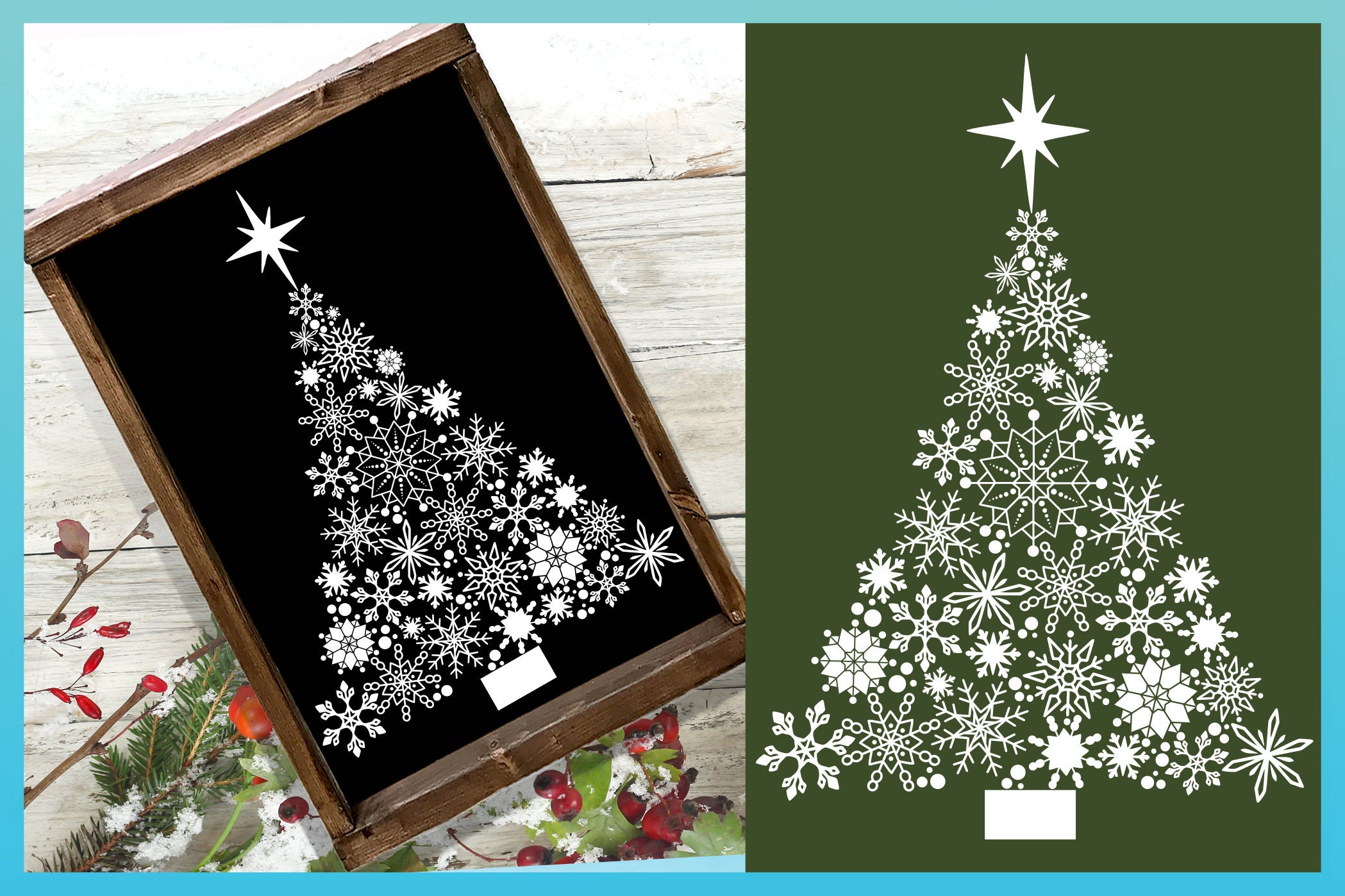 Snowflake Christmas Tree With Star SVG Files for Cricut Silhouette ...