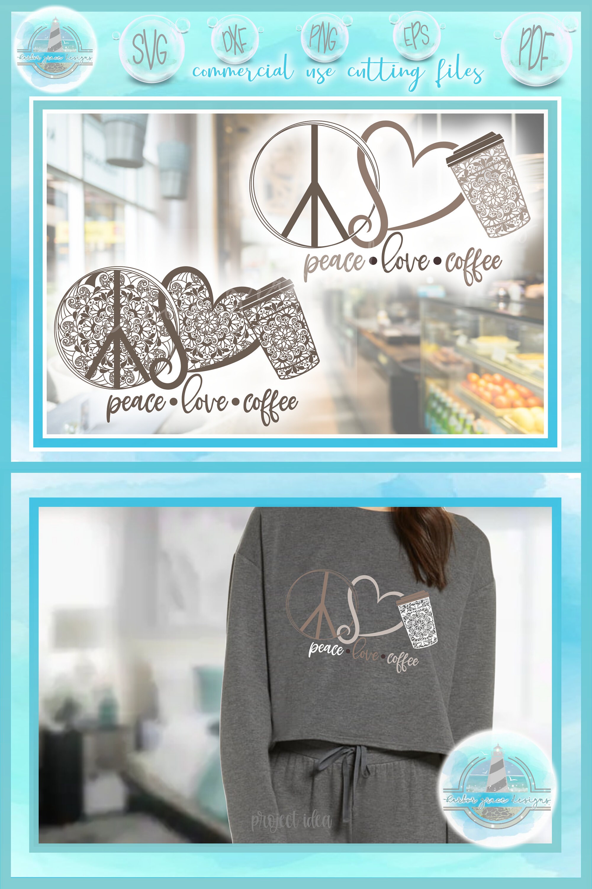 Download Peace Love Coffee Mandala SVG Files for Cricut Silhouette Cut | Etsy