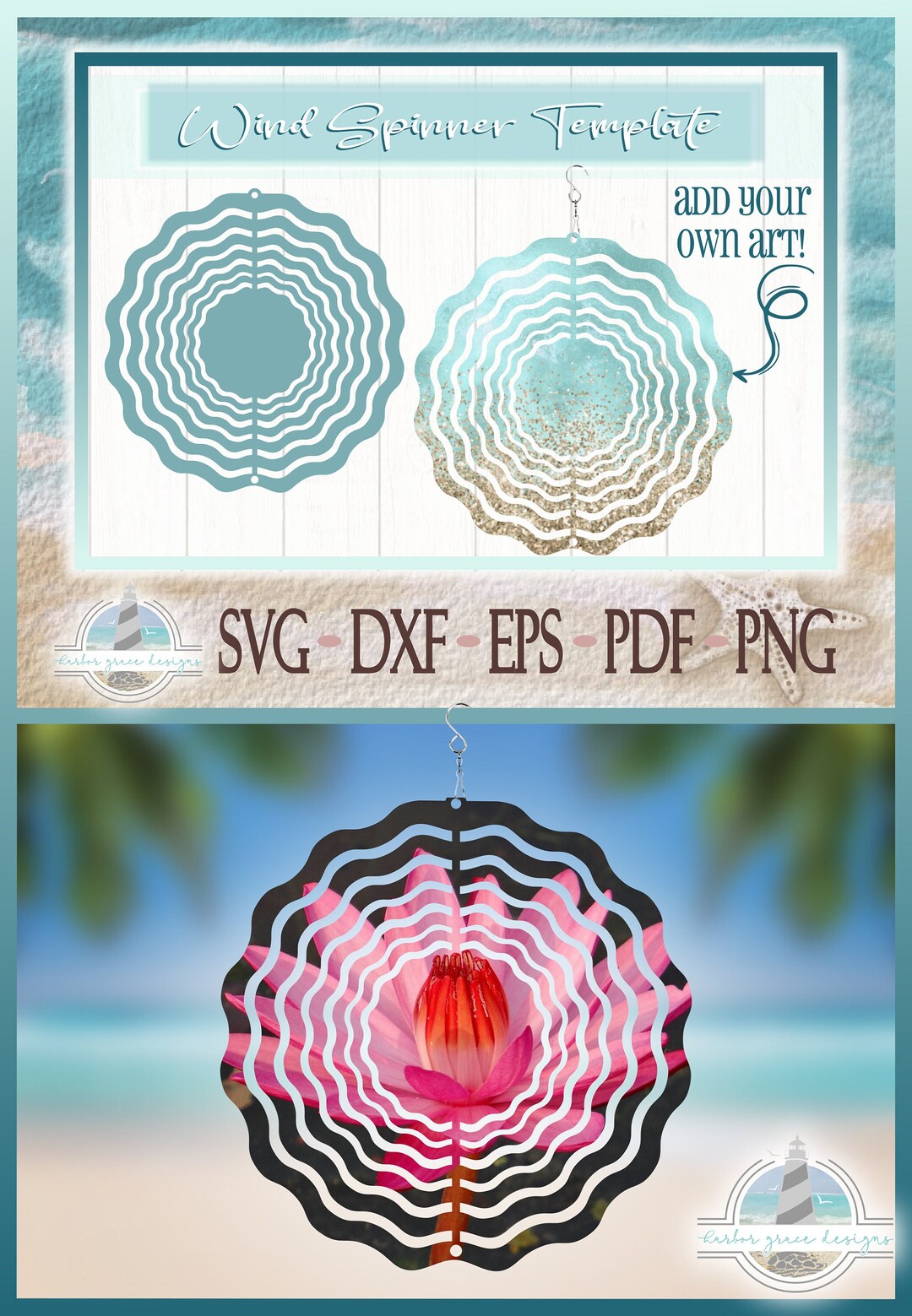 Round Wind Spinner Template Windspinner SVG Hanging Wind Spinners for