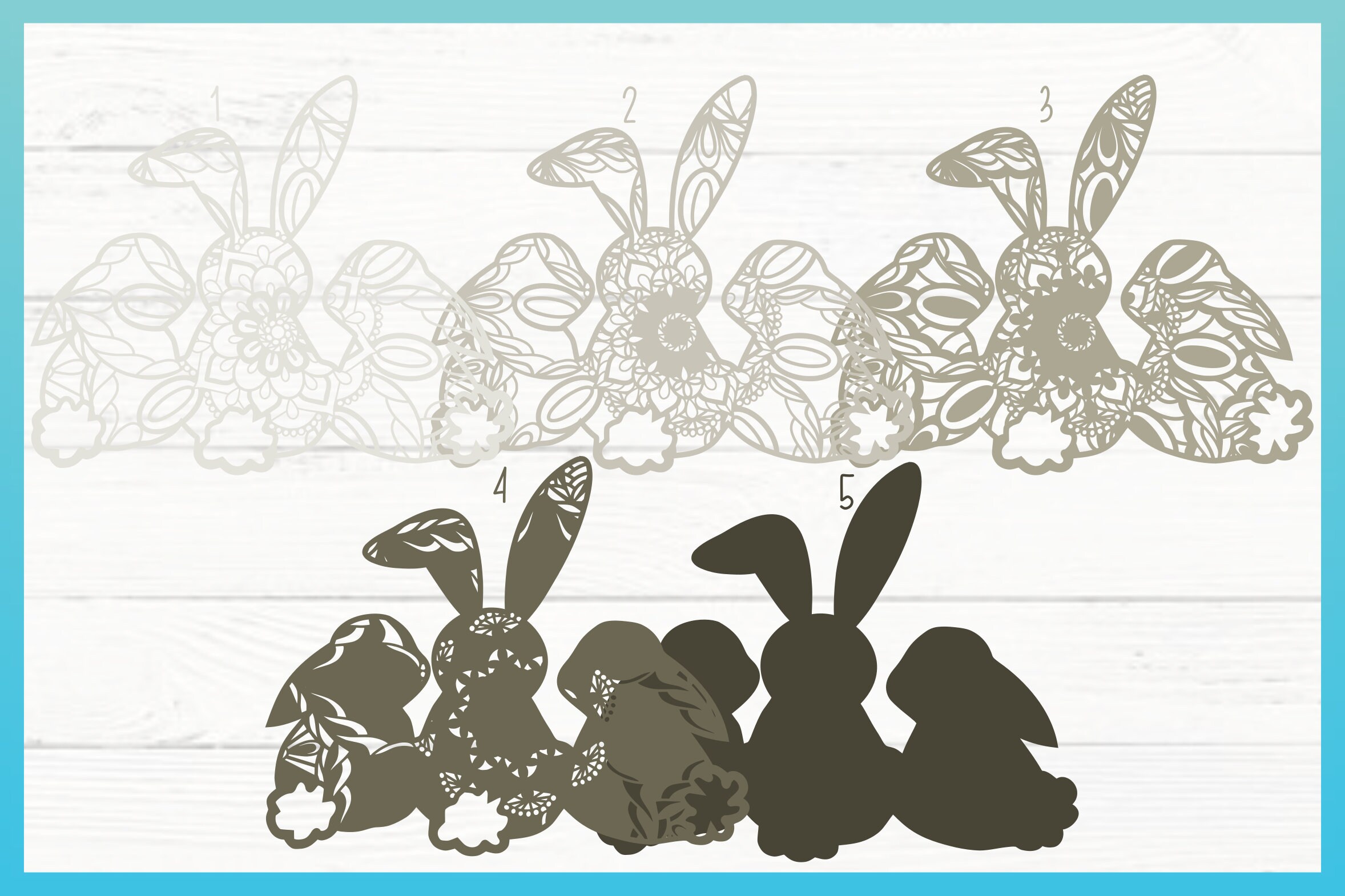 3D Easter Bunny Trio Mandala SVG File | Multi Layered Mandala SVG Files ...