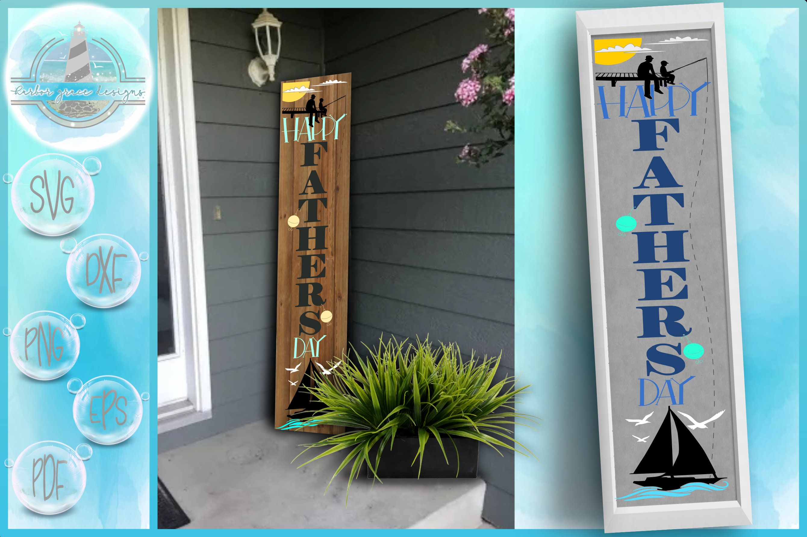Download Happy Fathers Day Tall Vertical Front Porch Sign Quote SVG ...