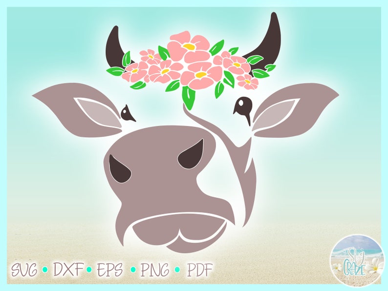 Download Cow Face With Flowers SVG Files for Cricut Silhouette Dxf | Etsy