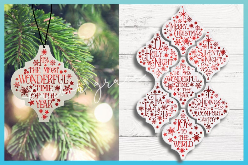Arabesque Tile Christmas Quotes Ornament Bundle SVG Files ...