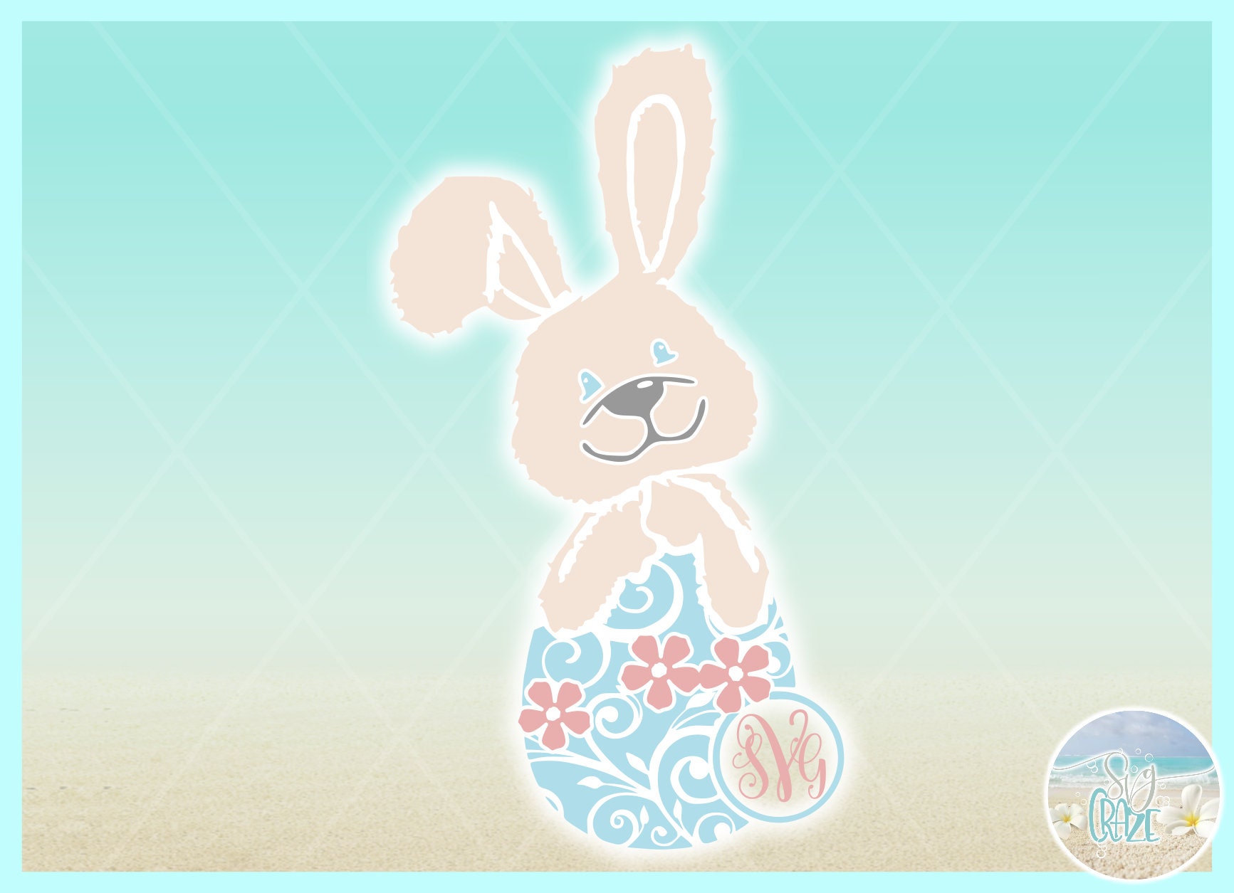 Easter Bunny Monogram SVG Files for Cricut Silhouette - Dxf Eps Pdf Png ...