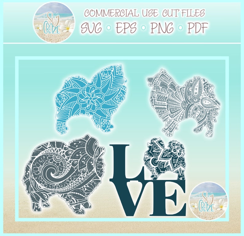 Download Pomeranian Mandala Zentangle Bundle SVG Files for Cricut ...