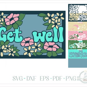 Get Well-kaart, gelaagde kaart voorkant, SVG-bestanden voor Cricut en Silhouette, uitgesneden kaart svg, papercut SVG, kaart voorkant Svg